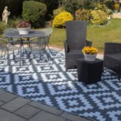 RRP £69.99 Valiant FIR564 Geometric Outdoor Patio and Decking Rug - 12ft x 9ft (3.6m x 2.7m), Grey