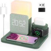 RRP £44.99 Wireless Charging Station, 3 in 1 Charging Station, Alarm Clock with Wireless Charging,