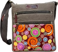 RRP £38.99 Macha Ethnic cotton bag with colorful prints and leather inserts, cotton and leather