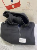 RRP £34.99 IWOLLENCE Womens Black Zip Up Hoodie Fleece Oversized Y2K Full Zipper Plain Hooded