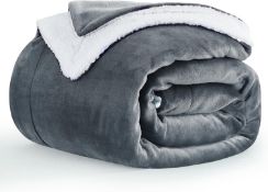 Aisbo Sherpa Fleece Throw Blanket Dark Grey - Fluffy Thick Warm Blanket Solid Microfiber Bed Blanket
