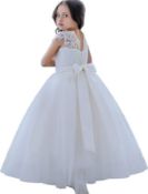 CQDY Flower Girl Dresses Tulle Puffy Party Sleeveless Bridesmaid Lace Prom Pageant Dresses Wedding