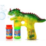 RRP £100 Set of 10 x GELRIZTY Jurassic Dinosaur Bubble Gun Shooter Light Up Blower | Toy Bubble