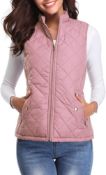 RRP £60 Set of 2 x fuinloth Women's Quilted Gilet, Stand Collar Lightweight Zip Padded Vest, Small