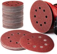 EZARC 125mm Sanding Discs 180PCS Hook and Loop Sanding Pads 8 Holes Orbital Sander Discs