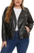 RRP £34.99 Fahsyee Women's Faux Leather Jacket, Zip Up Motorcycle Short PU Moto Biker Outwear Fitted