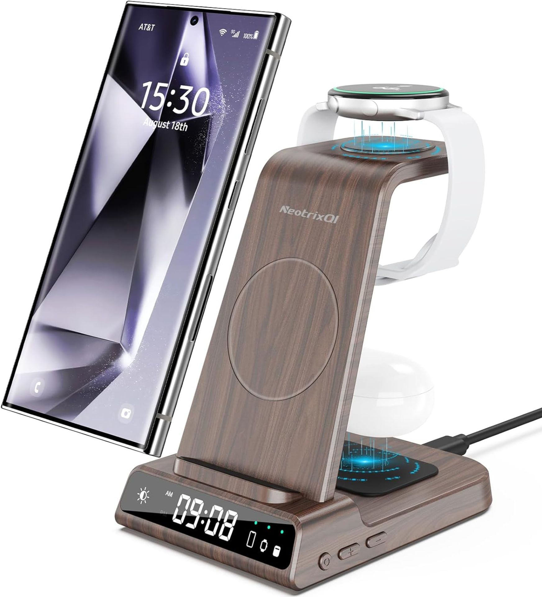 RRP £880, Set of 22 x Multifunctional Wireless Charger, Samsung Charging Station with Clock Wireless - Image 3 of 4