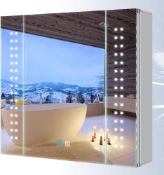 RRP £199 Tokvon® Galaxy Bathroom Mirror Cabinet with LED light Wall Mounted with dual plug shaver
