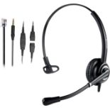 RRP £60 Set of 2 x MAIRDI Telephone Headset with RJ9 Jack & 3.5mm Connector for Landline Deskphone