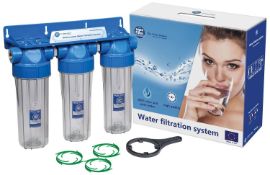 RRP £41.99 Triple 10" Filter Housing Three Stage Water Filtration System 1/2" Connection