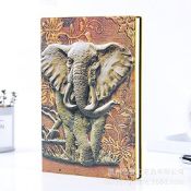 RRP £40 Set of 5 x UMiWEi Vintage 3D Elephant Embossed Leather Notebook DND Notebook Travel Journal,