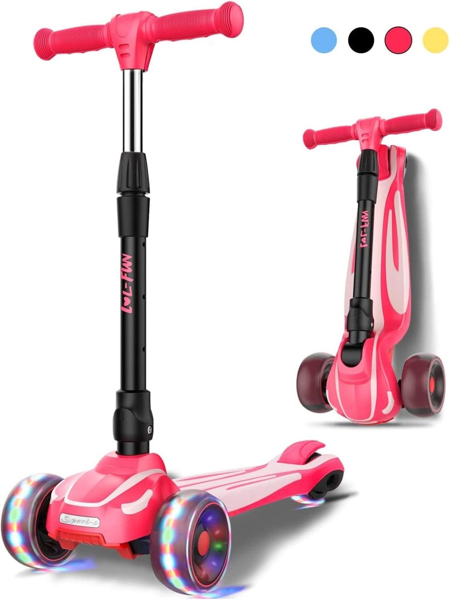 RRP £59.99 LOL-FUN 3 Wheel Toddler Scooter for Kids Ages 3-12 Years Old Boy Girl with 4 Adjustable