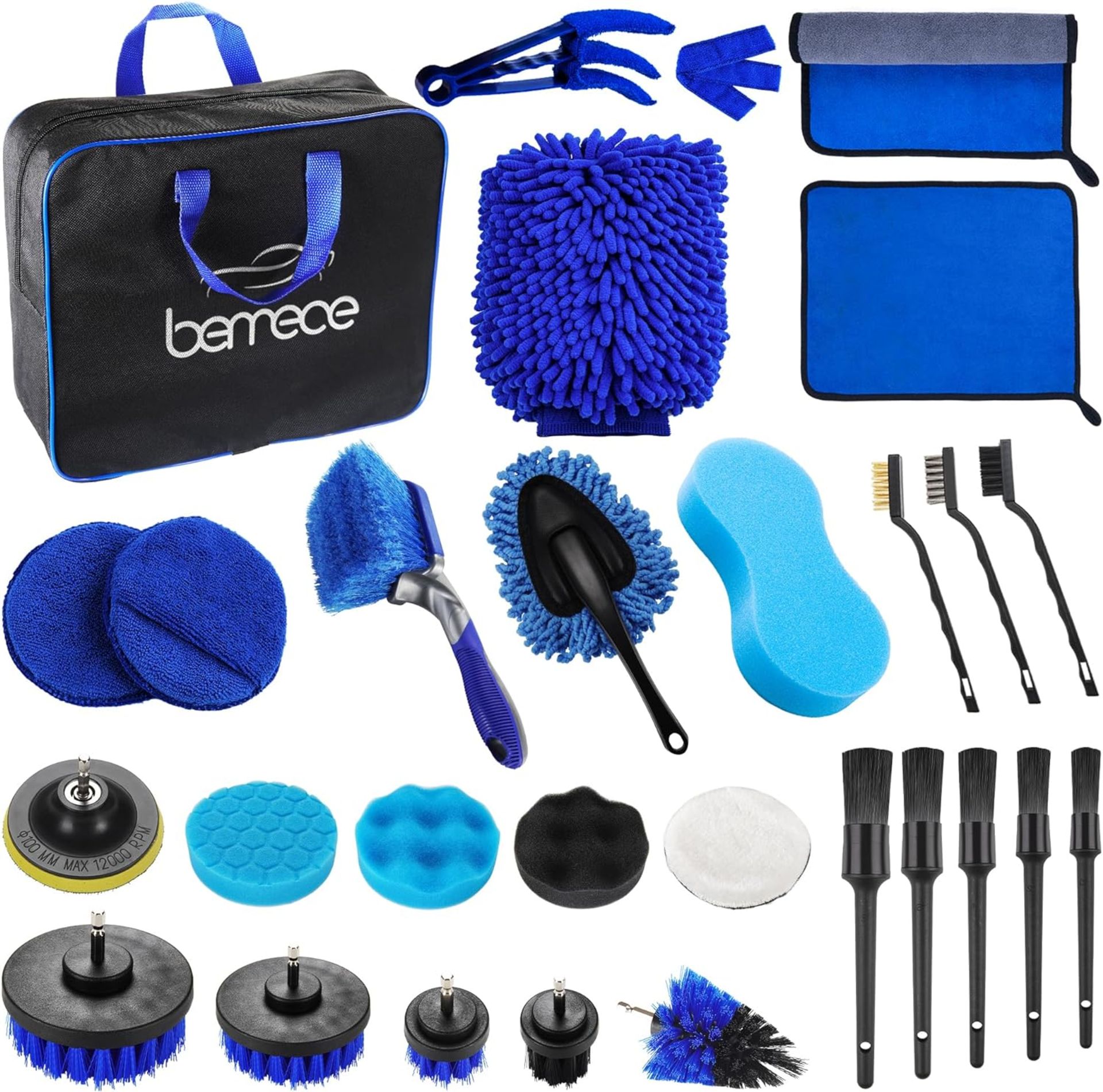 Bemece 29 Piece car detailing kit, car cleaning kit for Cleaning Wheels, Interior, Exterior,