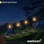 RRP £140, Set of 2 x (4-Pack) Everbeam P1 Solar Torch Light with Flickering Flame - Our Waterproof