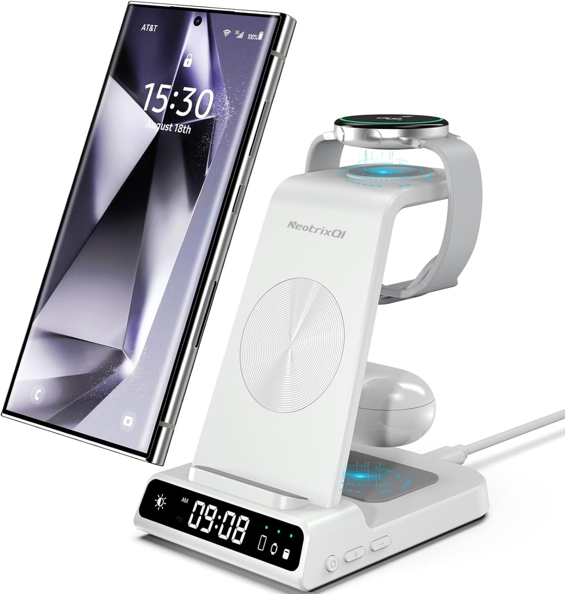 RRP £880, Set of 22 x Multifunctional Wireless Charger, Samsung Charging Station with Clock Wireless - Image 2 of 4