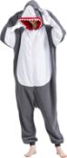 RRP £50 Set of 2 x MAISUIZI Shark Onesie Adult Animal Pajamas