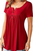 RRP £200, Set of 10 x Beluring Women Casual V Neck Pleated Tunic Tops Shirts Blouse, Size 18-20
