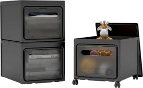 RRP £32.99 Mondeer 3 Packs Plastic Storage Boxes with Lids, Stackable Boxes with 4 Wheels and
