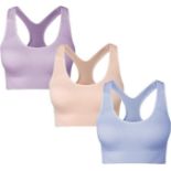 RRP £72, Lot of 3 x (3-pack) SEGRILA Women’s Sports Bra Padded Racerback Workout Yoga Bras with Mesh