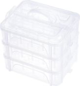 RRP £21.99 New brothread 3 Layers Stackable Clear Storage Box/Organizer for Holding 60 Spools Home