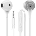 RRP £120, Set of 20 x MAS CARNEY WH5 White Wired Earbuds with Microphone, Compatible with 3.5mm