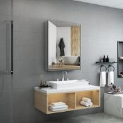RRP £149 Tokvon® Limerence Bathroom Mirror Cabinet Wall Mounted Vanity Mirrored Cabinet with large