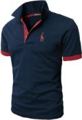RRP £23.99 GHYUGR Men's Short Sleeve Polo Shirts Giraffe Contrasting Colors Golf Tennis T-Shirt,