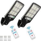 Febelle 2 Pack Solar LED Lights 72SMD Waterproof Solar Street Lights with Remote Control 3 Light