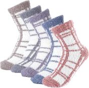 RRP £40 Set of 4 x Milduall 5 Pairs Fluffy Soft Socks for Women and Ladies, Warm Comfortable Slipper