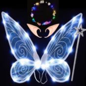 RRP £120 Set of 10 x Fairy Wings Light up Butterfly Wings for Girls Women, LED Fairy Wing Sparkle