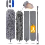 RRP £90, Set of 6 x Feather duster kit with 30-100 inch telescopic extension pole, detachable