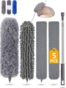 RRP £90, Set of 6 x Feather duster kit with 30-100 inch telescopic extension pole, detachable