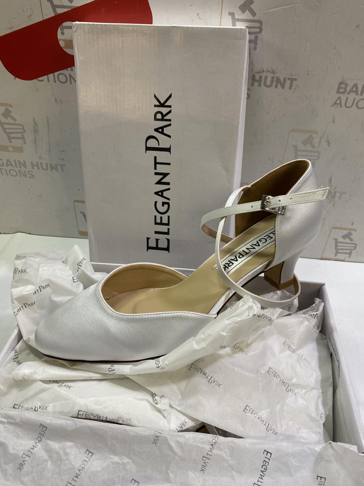 RRP £46.99 Elegantpark HC1921 Wedding Shoes for Bride Low Heel Women Bridal Shoes Closed Toe Cross - Image 2 of 2