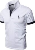 RRP £23.99 GHYUGR Men's Short Sleeve Polo Shirts Giraffe Contrasting Colors Golf Tennis T-Shirt, XL