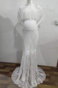 RRP £90, Set of 3 x MYRISAM Women Maternity Lace Mermaid Gown Off Shoulder Ruffle Slim Fit