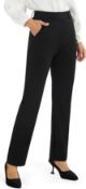 RRP £29.99 AFITNE Straight Leg Trousers with Pockets for Women UK 29''- Ladies Stretchy Business