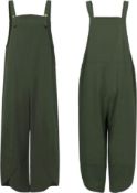 Approx RRP £500, Lot of 24 x VEVESMUNDO Womens Dungarees Cotton Linen Loose Baggy Casual Jumpsuits