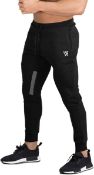 RRP £100, Set of 4 x BROKIG Mens Vertex Gym Joggers Sweatpants Tracksuit Jogging Bottoms, Medium,