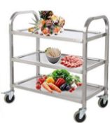 RRP £109 Nisorpa Large Stainless Steel Utility Cart 3 Tier Kitchen Rolling Carts Restaurants Serving