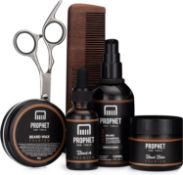 Prophet Professional 6 Pieces Mens’ Beard Grooming Kit - Includes Beard Oil, Balm, Wax, Shampoo,