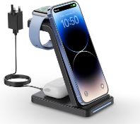 RRP £400 Lot of 10 x GEEKERA Wireless Charger Stand, 3 in 1 Wireless Charging Station, colours may
