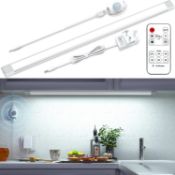 RRP £32.99 LED Motion Sensor Cabinet Lights, 60CM Dimmable Under Cupboard Kitchen Lights with Remote