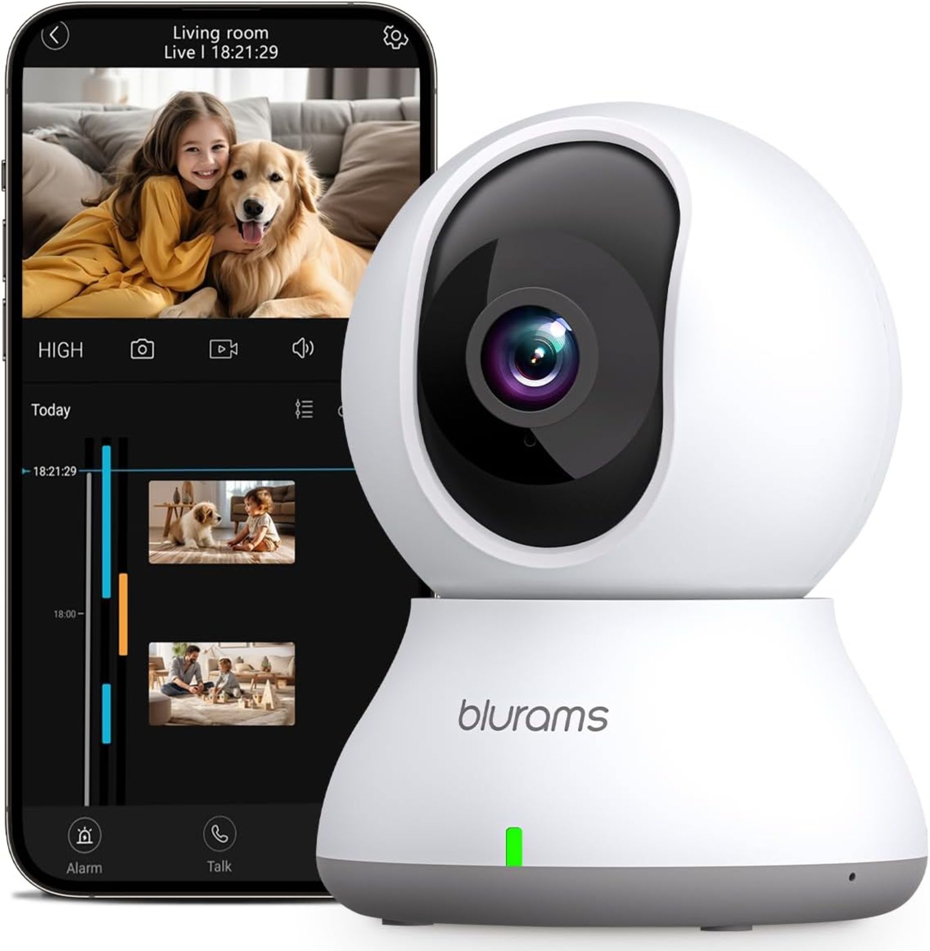 RRP £29.99 blurams Pet Camera 2K, Indoor Camera, 360° Home Security Camera, WiFi Baby Monitor, Night