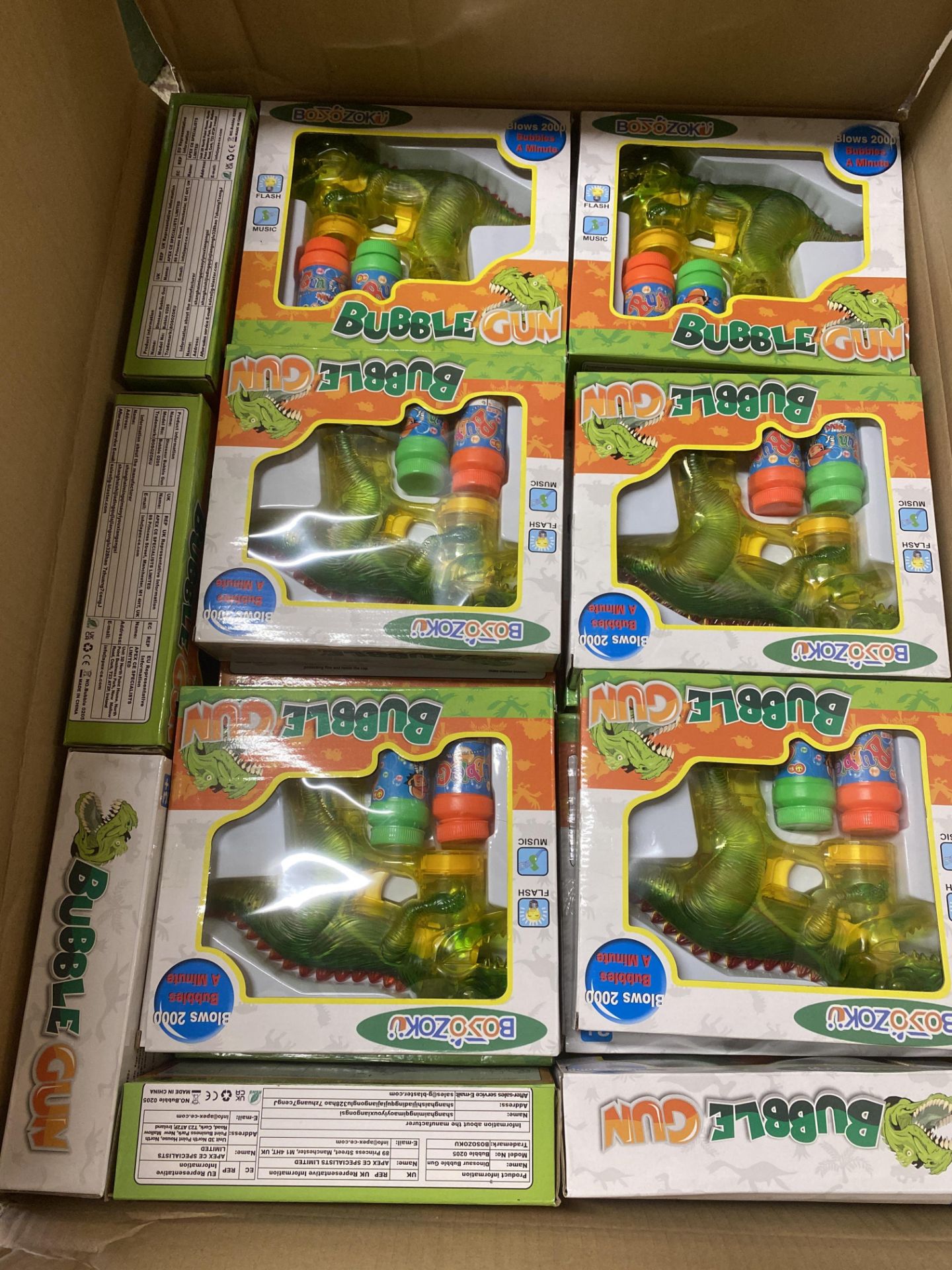 RRP £100 Set of 10 x GELRIZTY Jurassic Dinosaur Bubble Gun Shooter Light Up Blower | Toy Bubble - Image 2 of 2