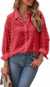 RRP £300, Lot of 19 x APOONABA Women's Long Sleeve V Neck Blouses Shirt Baggy Shirts Tunic Casual