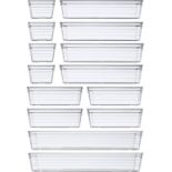 RRP £96 Set of 8 x DCA 14 PCS Clear Plastic Drawer Organisers Tray for Makeup, Kitchen Utensils,