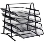 RRP £96 Set of 8 x Mesh Desk Organise - A4 Mesh in Tray Office Desk 4-Tier Mesh Paper Tray,