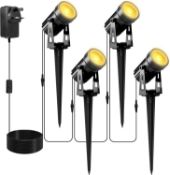 RRP £32.99 NATPOW Garden Lights Mains Powered, 12W LED Outdoor Landscape Spotlights 4Pack with