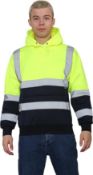 RRP £19.99 Grunge Wear® Hi Vis Hoodie - Hi Viz Sweatshirt Safety Work Reflective Jumper Hoodie,