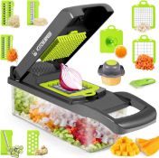 RRP £80 Set of 4 x Vegetable Chopper Slicer, 12-in-1 Fruits Cutter Mandoline Food Chopper